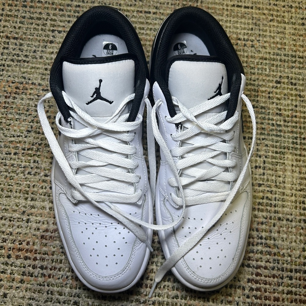 White and Black Air Jordan 1 Sneakers